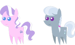 Size: 548x326 | Tagged: safe, artist:zacatron94, derpibooru import, edit, editor:slayerbvc, diamond tiara, silver spoon, earth pony, pony, accessory-less edit, cropped, female, filly, missing accessory, pointy ponies, simple background, transparent background, vector, vector edit