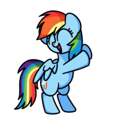 Size: 500x500 | Tagged: safe, artist:sugar morning, derpibooru exclusive, derpibooru import, rainbow dash, pegasus, pony, adorkable, animated, bipedal, cute, dancing, dashabetes, dork, eyes closed, female, frame by frame, gif, mare, simple background, solo, transparent background, weapons-grade cute, white outline