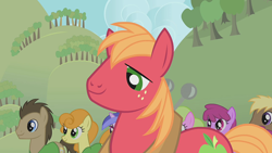 Size: 1920x1080 | Tagged: safe, derpibooru import, screencap, berry punch, berryshine, big macintosh, carrot top, coco crusoe, daisy, doctor whooves, flower wishes, golden harvest, sea swirl, seafoam, earth pony, pony, winter wrap up, female, male, mare, stallion