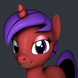 Size: 720x720 | Tagged: safe, artist:oc1024, derpibooru import, oc, oc only, oc:rose nucleus, pony, unicorn, 3d, animated, gif, gray background, one eye closed, simple background, source filmmaker, wink