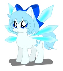 Size: 949x1080 | Tagged: safe, artist:namaenonaipony, derpibooru import, original species, pony, bow, cirno, crossover, cute, fairy, fairy pony, female, mare, ponified, touhou