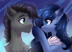 Size: 4000x2876 | Tagged: safe, artist:hakaina, derpibooru import, oc, oc only, oc:croaker, oc:tundra, pegasus, pony, boop, chest fluff, duo, eye contact, fluffy, looking at each other, solo, unshorn fetlocks