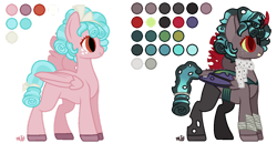 Size: 1280x660 | Tagged: safe, artist:truedeer17, derpibooru import, cozy glow, changeling, hybrid, pegasus, pony, blue mane, blue tail, female, filly, parent:king sombra, parent:queen chrysalis, pink coat, redesign, solo, sombra horn