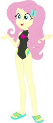 Size: 243x557 | Tagged: safe, artist:sturk-fontaine, derpibooru import, fluttershy, equestria girls, bare legs, base used, clothes, female, sandals, simple background, solo, solo female, swimsuit, swimsuit edit, vector, white background