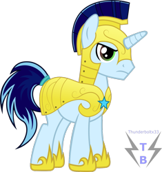 Size: 1196x1270 | Tagged: safe, artist:thunderboltx33, derpibooru import, oc, oc:glazed shield, unicorn, armor, horn, male, royal guard armor, solo, unicorn oc, vector