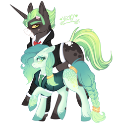 Size: 1920x2067 | Tagged: safe, artist:nightingalewolfie, derpibooru import, oc, oc only, oc:aaron limestone, oc:precious prentiss, earth pony, pony, unicorn, female, male, mare, simple background, stallion, transparent background