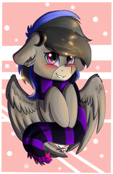 Size: 1017x1574 | Tagged: safe, artist:yuris, derpibooru import, oc, oc only, oc:gamebrony, pegasus, pony, clothes, scarf, solo