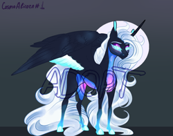 Size: 3561x2799 | Tagged: safe, artist:luna dave, derpibooru import, oc, alicorn, adoptable, advertisement, ethereal mane, female, mare, realistic horse legs, solo, starry mane