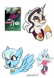 Size: 1668x2388 | Tagged: safe, artist:melodycler01, derpibooru import, idw, pegasus, pony, unicorn, dr.starline, female, glasses, jewel the beetle, male, ponified, simple background, smiling, sonic the hedgehog (series), white background