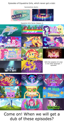 Size: 1920x3600 | Tagged: safe, derpibooru import, edit, screencap, adagio dazzle, alizarin bubblegum, applejack, celery stalk, dj pon-3, fluttershy, pinkie pie, princess thunder guts, rainbow dash, rarity, sci-twi, sunset shimmer, twilight sparkle, vinyl scratch, dog, dolphin, accountibilibuddies, camping must-haves, cheer you on, coinky-dink world, costume conundrum, do it for the ponygram!, eqg summertime shorts, equestria girls, equestria girls series, festival filters, festival looks, find the magic, five lines you need to stand in, good vibes, i'm on a yacht, inclement leather, let it rain, lost and pound, run to break free, sock it to me, the last drop, the road less scheduled, tip toppings, wake up!, spoiler:eqg series (season 2), discovery family logo, how to backstage, humane five, humane seven, humane six, microphone, music festival outfit, question, text, title card, youtube thumbnail