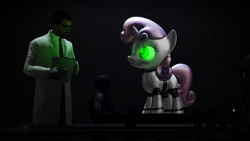 Size: 3840x2160 | Tagged: safe, artist:backmaker, derpibooru import, sweetie belle, sweetie bot, pony, robot, robot pony, unicorn, glowing eyes, scp foundation