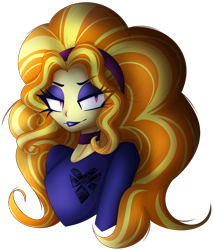 Size: 1763x2062 | Tagged: safe, artist:mywasasi, derpibooru import, adagio dazzle, equestria girls, bust, choker, eyeshadow, hairband, lipstick, looking at you, makeup, simple background, solo, transparent background