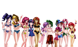 Size: 5000x3010 | Tagged: safe, alternate version, artist:mauroz, derpibooru import, apple bloom, applejack, fluttershy, pinkie pie, rainbow dash, rarity, sci-twi, scootaloo, spike, sunset shimmer, sweetie belle, twilight sparkle, human, equestria girls, absurd file size, anime, applerack, belly button, breasts, cleavage, clothes, cutie mark crusaders, dress, female, group, headlight sparkle, hootershy, humane five, humane seven, humane six, humanized, male, mane seven, mane six, palindrome get, pinkie pies, raritits, shipping, simple background, spikebelle, straight, suit, sunset jiggler, swimsuit, transparent background
