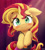 Size: 1920x2134 | Tagged: safe, artist:symbianl, derpibooru import, sunset shimmer, pony, unicorn, :3, blushing, clothes, cute, ears, equestria girls outfit, female, floppy ears, fluffy, looking at you, mare, shimmerbetes, smiling at you, solo, weapons-grade cute