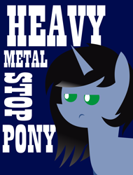 Size: 4389x5767 | Tagged: safe, artist:isaac_pony, artist:lincoln ks115, derpibooru import, oc, oc:shainer shrapnel shock, pony, unicorn, doom equestria, angry, blue background, doom, female, green eyes, horns, meme, pointy ponies, show accurate, simple background, solo, text, vector