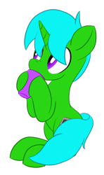 Size: 796x1345 | Tagged: safe, artist:notadeliciouspotato, derpibooru import, oc, oc:green byte, pony, unicorn, commission, cup, hoof hold, male, simple background, sipping, sitting, solo, stallion, transparent background