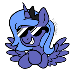 Size: 690x679 | Tagged: safe, artist:pink-pone, derpibooru import, princess luna, alicorn, pony, crown, jewelry, regalia, s1 luna, simple background, smug, sunglasses, swag, transparent background