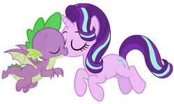 Size: 4398x2631 | Tagged: safe, artist:dragonchaser123, artist:tardifice, derpibooru import, spike, starlight glimmer, dragon, pony, unicorn, eyes closed, female, kissing, male, shipping, simple background, sparlight, straight, transparent background, vector, winged spike