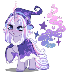 Size: 1100x1150 | Tagged: safe, artist:gihhbloonde, derpibooru import, oc, oc only, pony, unicorn, clothes, female, glowing horn, hat, magic, mare, offspring, parent:star swirl the bearded, parent:twilight sparkle, parents:twiswirl, robe, simple background, solo, transparent background, unshorn fetlocks, witch hat, wizard hat