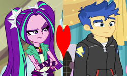 Size: 1593x958 | Tagged: safe, derpibooru import, edit, edited screencap, screencap, aria blaze, flash sentry, best in show: the pre-show, better together, equestria girls, rainbow rocks, female, flasharia, heart, male, shipping, shipping domino, straight