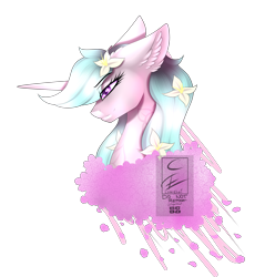 Size: 2200x2306 | Tagged: safe, artist:minelvi, derpibooru import, oc, oc only, pony, unicorn, bust, commission, ear fluff, ears, eyelashes, flower, flower in hair, horn, simple background, solo, transparent background, unicorn oc, ych result