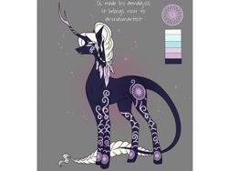 Size: 1080x810 | Tagged: safe, artist:emalajissda, derpibooru import, oc, oc:iris, pony, unicorn, female, horn, leonine tail, mare, reference sheet, tattoo, unicorn oc