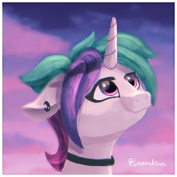 Size: 2050x2050 | Tagged: safe, artist:lessanaines, derpibooru import, oc, oc only, pony, unicorn, looking up, smiling, solo