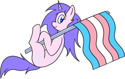 Size: 1024x653 | Tagged: safe, artist:tyrannisumbra, derpibooru import, oc, oc only, oc:spellweaver, pony, unicorn, female, pride, pride flag, simple background, smiling, solo, transgender, transgender pride flag, transparent background