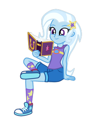 Size: 1024x1255 | Tagged: safe, alternate version, artist:gmaplay, derpibooru import, trixie, equestria girls, legend of everfree, cute, diatrixes, female, reading, simple background, solo, transparent background, vector
