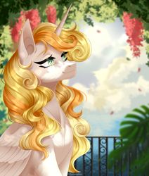 Size: 2538x3000 | Tagged: safe, artist:ohhoneybee, derpibooru import, oc, oc:golden pineapple, alicorn, pony, female, mare, solo