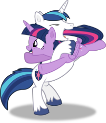 Size: 5211x6000 | Tagged: safe, artist:frownfactory, derpibooru import, shining armor, twilight sparkle, twilight sparkle (alicorn), alicorn, pony, unicorn, the one where pinkie pie knows, .svg available, brother and sister, eyes closed, female, happy, horn, hug, male, mare, open mouth, siblings, simple background, sister spinning, stallion, transparent background, vector, wings