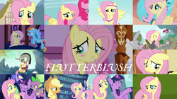 Size: 1974x1109 | Tagged: safe, derpibooru import, edit, edited screencap, editor:quoterific, screencap, applejack, discord, fluttershy, pinkie pie, rainbow dash, spike, twilight sparkle, twilight sparkle (alicorn), alicorn, draconequus, dragon, earth pony, pegasus, pony, filli vanilli, flutter brutter, hurricane fluttershy, it ain't easy being breezies, maud pie (episode), scare master, suited for success, the super speedy cider squeezy 6000, the ticket master, to where and back again, blushing, cute, hug, shyabetes, twilight's castle