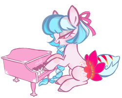 Size: 1203x969 | Tagged: safe, artist:misspinka, derpibooru import, oc, oc:star leaves, earth pony, pony, augmented tail, female, mare, musical instrument, piano, simple background, solo, transparent background