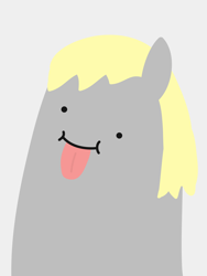 Size: 1536x2048 | Tagged: safe, artist:2merr, derpy hooves, /mlp/, 4chan, dot eyes, drawn on phone, drawthread, female, gray background, simple background, smiling, solo, tongue out