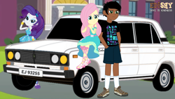 Size: 1920x1080 | Tagged: safe, artist:edy_january, derpibooru import, fluttershy, rarity, oc, oc:edy january, equestria girls, car, hardbass, hardbass school, lada, vehicle