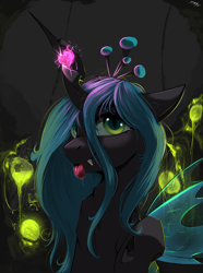 Size: 2232x3000 | Tagged: safe, artist:skitsroom, derpibooru import, queen chrysalis, changeling, changeling queen, cute, cutealis, female, solo, tongue out
