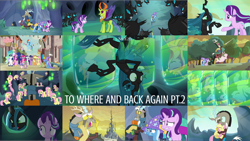 Size: 1966x1108 | Tagged: safe, derpibooru import, edit, edited screencap, editor:quoterific, screencap, applejack, discord, fluttershy, pinkie pie, princess cadance, princess celestia, princess flurry heart, princess luna, queen chrysalis, rainbow dash, rarity, shining armor, spike, starlight glimmer, thorax, trixie, twilight sparkle, twilight sparkle (alicorn), alicorn, changedling, changeling, changeling queen, dragon, earth pony, pegasus, pigasus, pony, unicorn, to where and back again, changeling hive, mane six, our town