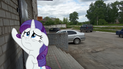 Size: 1920x1080 | Tagged: safe, derpibooru import, rarity, pony, unicorn, car, female, irl, photo, solo, solo female