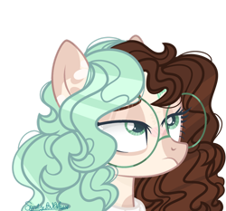 Size: 1280x1195 | Tagged: safe, artist:mlpsportybubbles, derpibooru import, oc, oc:mint chip, earth pony, pony, female, glasses, mare, simple background, solo, transparent background