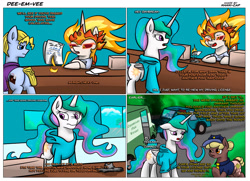 Size: 1920x1388 | Tagged: safe, artist:khaki-cap, derpibooru import, daybreaker, princess celestia, alicorn, earth pony, pony, alicorns, butt, car, car crash, clothes, comic, comic strip, daybutt, dmv, hoodie, jojo's bizarre adventure, link, mail, paper, police officer, police pony, police uniform, smoke, sunbutt, text, the legend of zelda, twitter link, van, wings, yoshikage kira