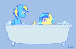 Size: 2500x1620 | Tagged: safe, artist:koa, derpibooru import, oc, oc:general mumble, oc:koa, bath, bathtub, rubber duck