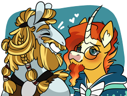 Size: 1600x1200 | Tagged: safe, artist:eonionic, derpibooru import, rockhoof, sunburst, pony, gay, male, rockburst, shipping