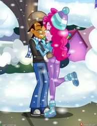 Size: 3090x4000 | Tagged: safe, artist:dieart77, pinkie pie, oc, oc:copper plume, equestria girls, canon x oc, commission, commissioner:imperfectxiii, copperpie, female, male, president barack obama, shipping, snow, straight