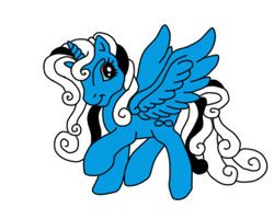 Size: 350x280 | Tagged: safe, artist:emalajiss36, derpibooru import, oc, oc only, oc:miss smile, alicorn, pony, g3, alicorn oc, eyelashes, female, horn, mare, raised hoof, simple background, solo, white background, wings