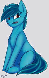 Size: 1491x2356 | Tagged: safe, artist:flashnoteart, derpibooru import, oc, oc:doodle mark, earth pony, art trade, female, holding, looking at you, sitting, solo, stylus