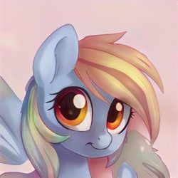 Size: 1024x1024 | Tagged: safe, artist:thisponydoesnotexist, derpibooru import, pegasus, neural network, not rainbow dash, orange eyes, simple background