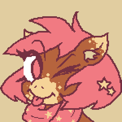 Size: 300x300 | Tagged: safe, artist:gorby, derpibooru import, oc, oc only, clothes, female, looking at you, lowres, one eye closed, pixel art, scarf, solo, tongue out, wink, winking at you