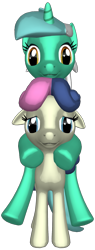 Size: 772x2026 | Tagged: safe, derpibooru import, bon bon, lyra heartstrings, sweetie drops, pony, 3d, female, lyra riding bon bon, lyrabon, pinned ears, ponies riding ponies, ride, riding, shipping