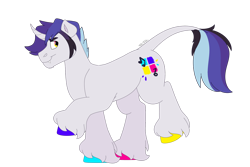 Size: 1280x854 | Tagged: safe, artist:itstechtock, derpibooru import, oc, earth pony, male, multicolored hooves, simple background, solopony, stallion, transparent background