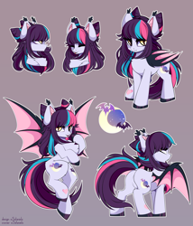 Size: 4371x5115 | Tagged: safe, artist:xsatanielx, derpibooru import, oc, oc:sugar night, bat pony, pony, bat pony oc, bat wings, female, wings